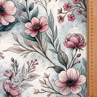 Jersey VISCOSE LYCRA HEAVY Classic flowers design D