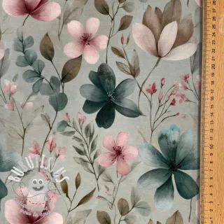 Jersey VISCOSE LYCRA HEAVY Classic flowers design C