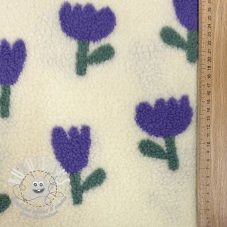 Tissu de manteau TEDDY JACQUARD Tulips off white