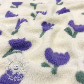 Tissu de manteau TEDDY JACQUARD Tulips off white