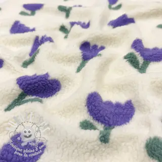 Tissu de manteau TEDDY JACQUARD Tulips off white