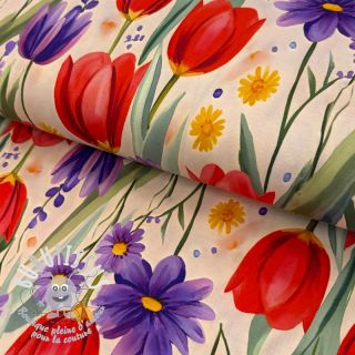 Jersey VISCOSE LYCRA HEAVY Tulips design A