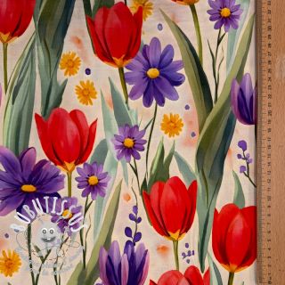 Jersey VISCOSE LYCRA HEAVY Tulips design A