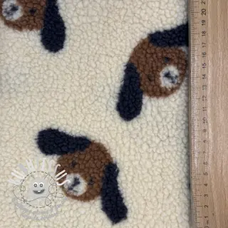 Tissu de manteau TEDDY JACQUARD Dogs brown