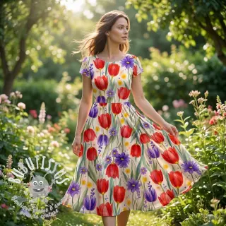Jersey VISCOSE LYCRA HEAVY Tulips design A