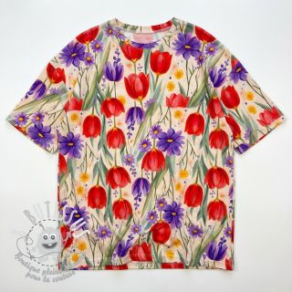 Jersey VISCOSE LYCRA HEAVY Tulips design A