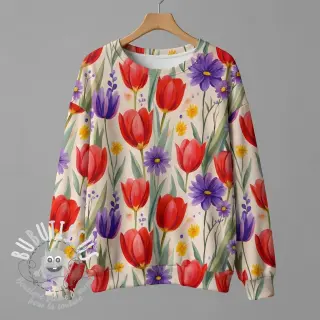 Jersey VISCOSE LYCRA HEAVY Tulips design A