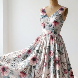 Jersey VISCOSE LYCRA HEAVY Classic flowers design D