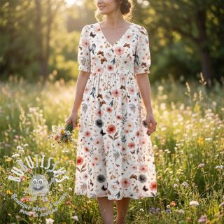 Viscose lin Flower sea design D