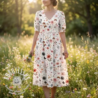 Viscose lin Flower sea design D