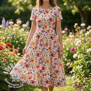 Viscose lin Floral design B