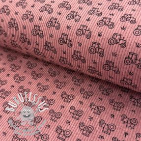 Tissu velours cotelé STRETCH Tractors old pink