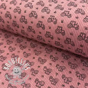 Tissu velours cotelé STRETCH Tractors old pink