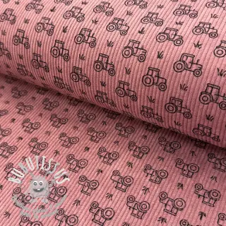 Tissu velours cotelé STRETCH Tractors old pink