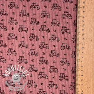 Tissu velours cotelé STRETCH Tractors old pink