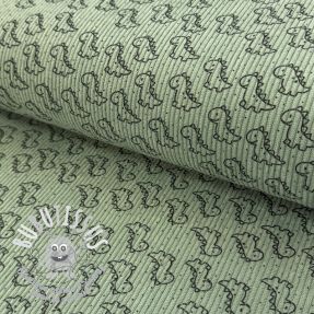 Tissu velours cotelé STRETCH Little dino old green