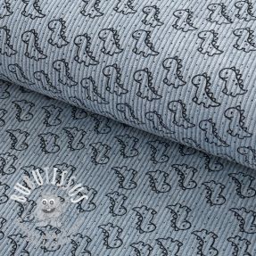 Tissu velours cotelé STRETCH Little dino old blue