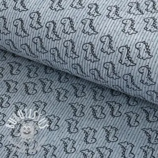 Tissu velours cotelé STRETCH Little dino old blue
