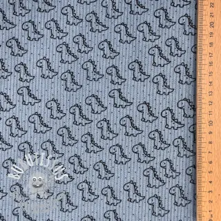 Tissu velours cotelé STRETCH Little dino old blue