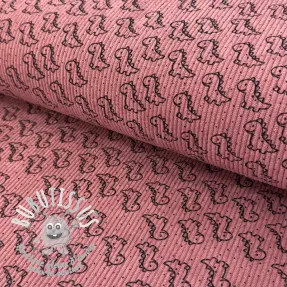 Tissu velours cotelé STRETCH Little dino old pink