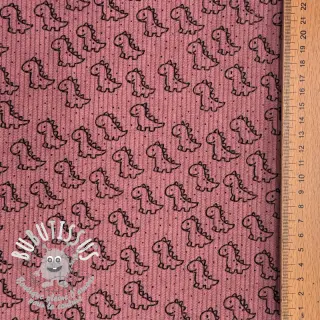 Tissu velours cotelé STRETCH Little dino old pink