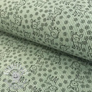 Tissu velours cotelé STRETCH Little deer old green