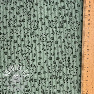 Tissu velours cotelé STRETCH Little deer old green