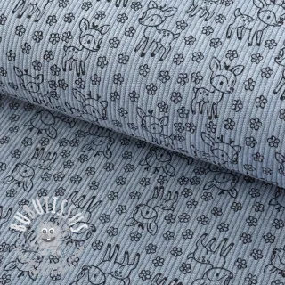 Tissu velours cotelé STRETCH Little deer old blue