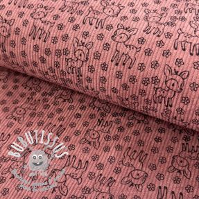 Tissu velours cotelé STRETCH Little deer old pink