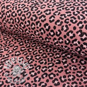 Tissu velours cotelé STRETCH Little Leopard old pink