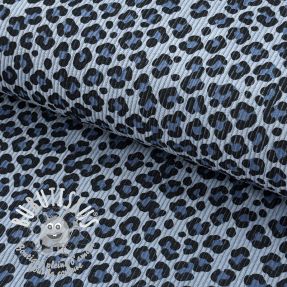 Tissu velours cotelé STRETCH Little Leopard old blue