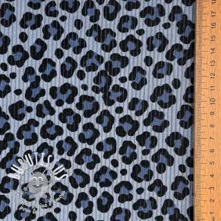 Tissu velours cotelé STRETCH Little Leopard old blue