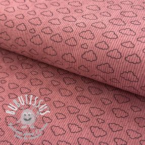 Tissu velours cotelé STRETCH Little clouds old pink