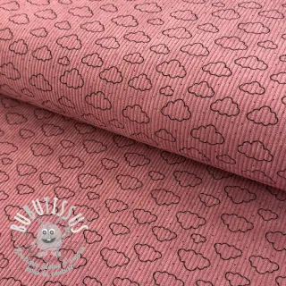 Tissu velours cotelé STRETCH Little clouds old pink
