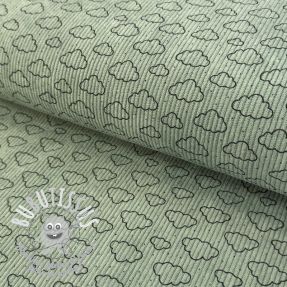 Tissu velours cotelé STRETCH Little clouds old green