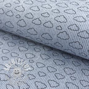 Tissu velours cotelé STRETCH Little clouds old blue
