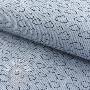 Tissu velours cotelé STRETCH Little clouds old blue