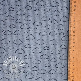 Tissu velours cotelé STRETCH Little clouds old blue