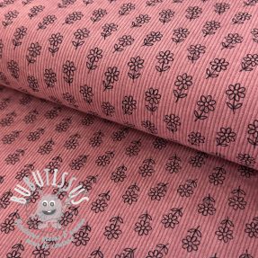 Tissu velours cotelé STRETCH Little flower old pink