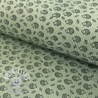 Tissu velours cotelé STRETCH Little hedgehog old green