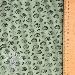 Tissu velours cotelé STRETCH Little hedgehog old green