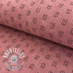 Tissu velours cotelé STRETCH Little bunny old pink