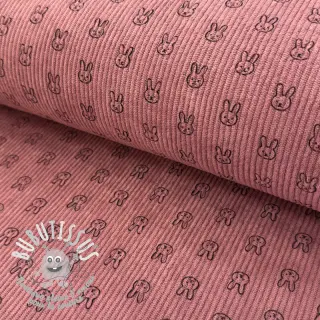 Tissu velours cotelé STRETCH Little bunny old pink