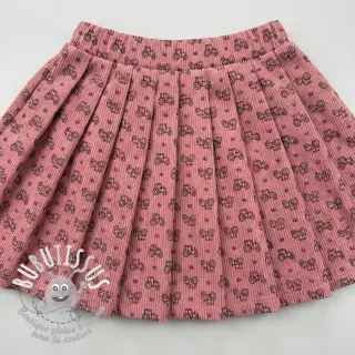 Tissu velours cotelé STRETCH Tractors old pink