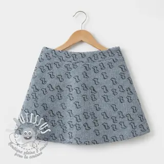 Tissu velours cotelé STRETCH Little dino old blue