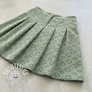 Tissu velours cotelé STRETCH Little clouds old green