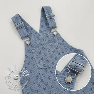 Tissu velours cotelé STRETCH Little bunny old blue