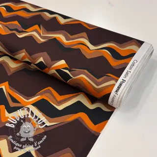 Tissu coton SATIN Abstract waves dark brown