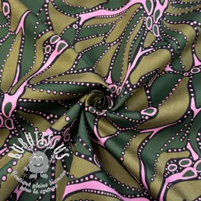 Tissu coton SATIN Abstract dark green