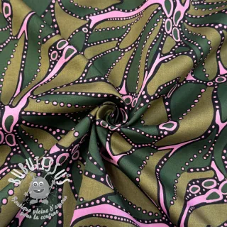 Tissu coton SATIN Abstract dark green